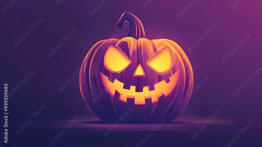 Glowing Jack-o'-Lantern on a Purple Background Glowing Jack-o'-Lantern on a Purple Background