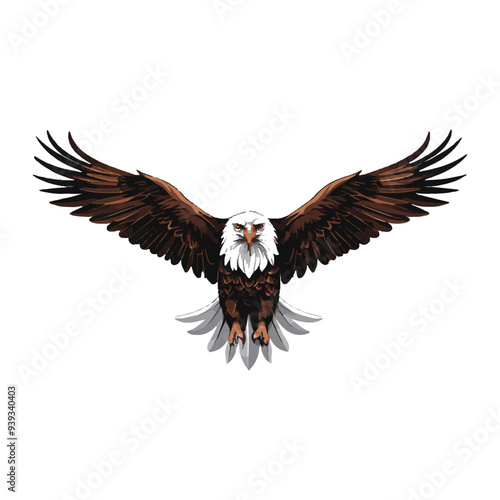 A majestic eagle soars with outstretched wings, embodying strength and freedom, its keen eyes focused, symbolizing vision and power in every flight.