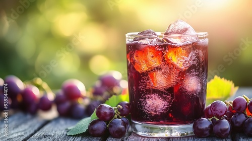 Chilled Grape Soda with Fresh Grapes on a Summer Day photo