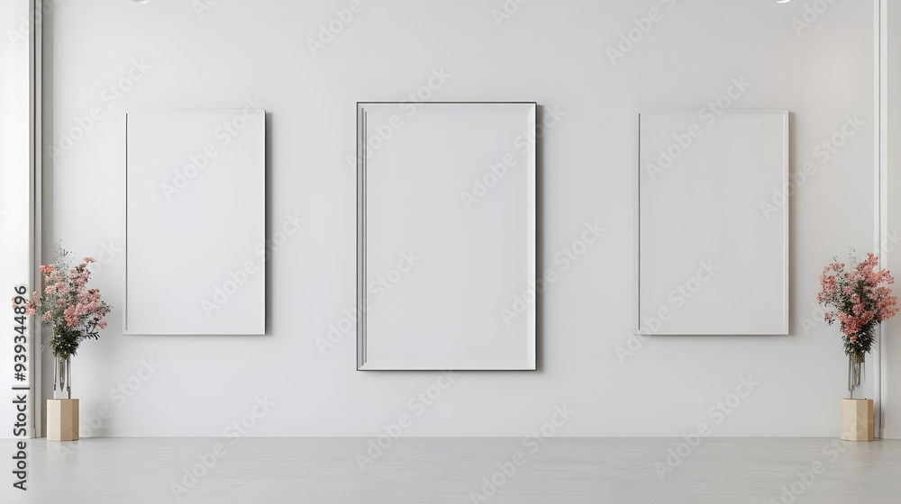 Mock up frame on the wall of the interior room, 3D render Mock up frame on the wall of the interior room, 3D render