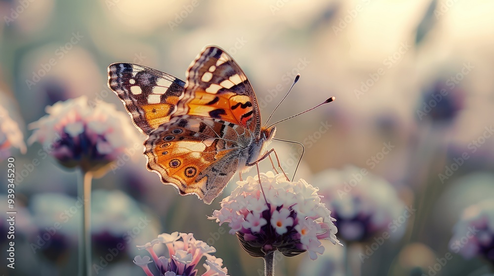 Fototapeta premium Close-up of a Butterfly on a Flower. Beautiful nature scene. Generative AI.