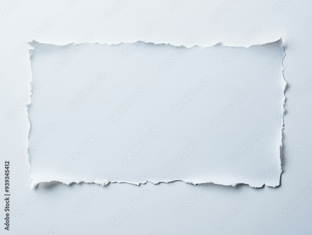 A white paper with a torn edge and a white background A white paper with a torn edge and a white background