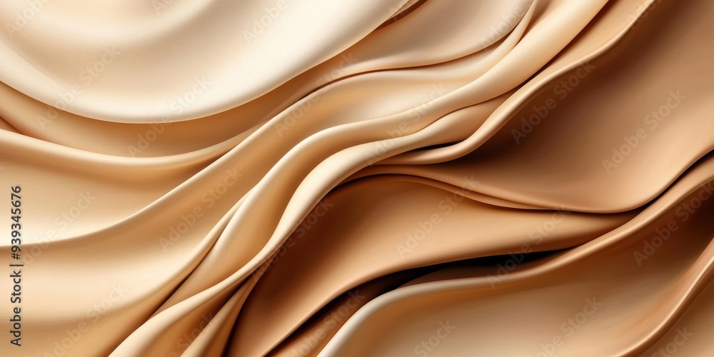 Fototapeta premium Abstract background of soft, flowing beige fabric.
