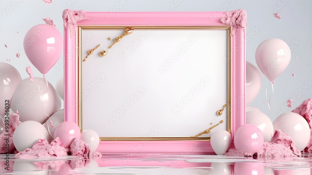 Mock up frame on the wall of the interior room, 3D render Mock up frame on the wall of the interior room, 3D render