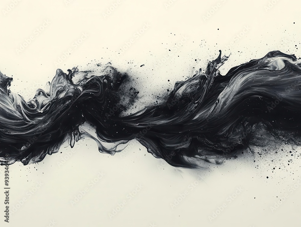abstract black ink splash on white background dynamic brush strokes create sense of motion japaneseinspired minimalist style bold contrast artistic energy abstract black ink splash on white background dynamic brush strokes create sense of motion japaneseinspired minimalist style bold contrast artistic energy