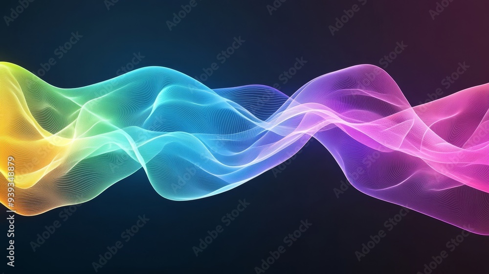 Vibrant Neon Waves Dance in a Dark Void Vibrant Neon Waves Dance in a Dark Void