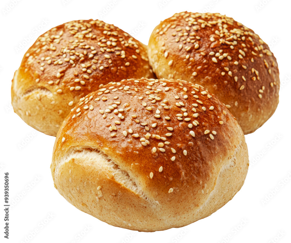 PNG Sesame seed rolls on white backdrop PNG Sesame seed rolls on white backdrop