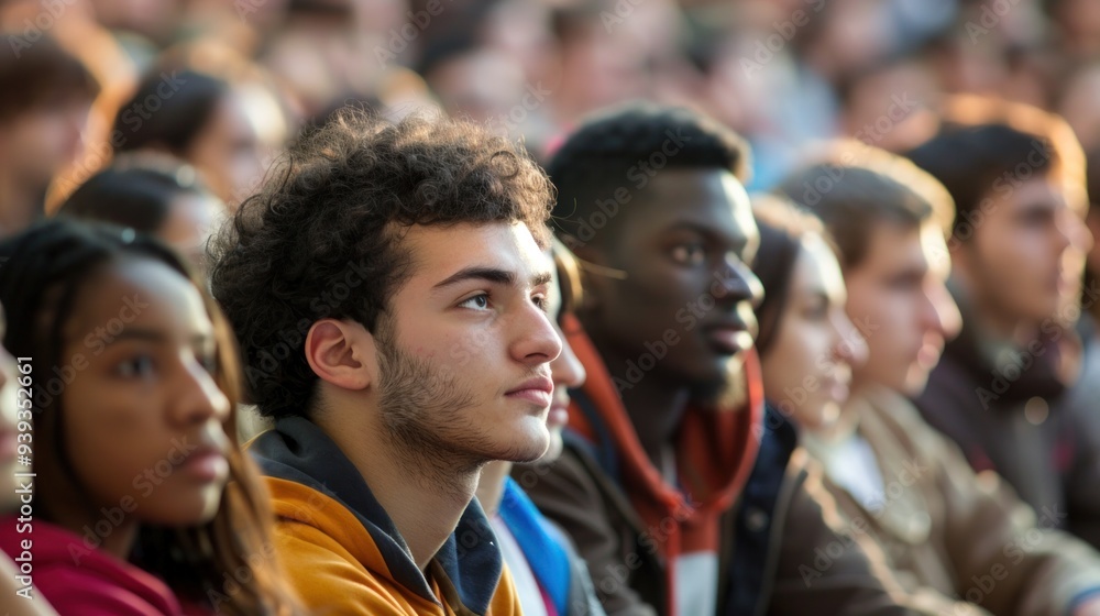 A diverse college student body attending a campus event A diverse college student body attending a campus event