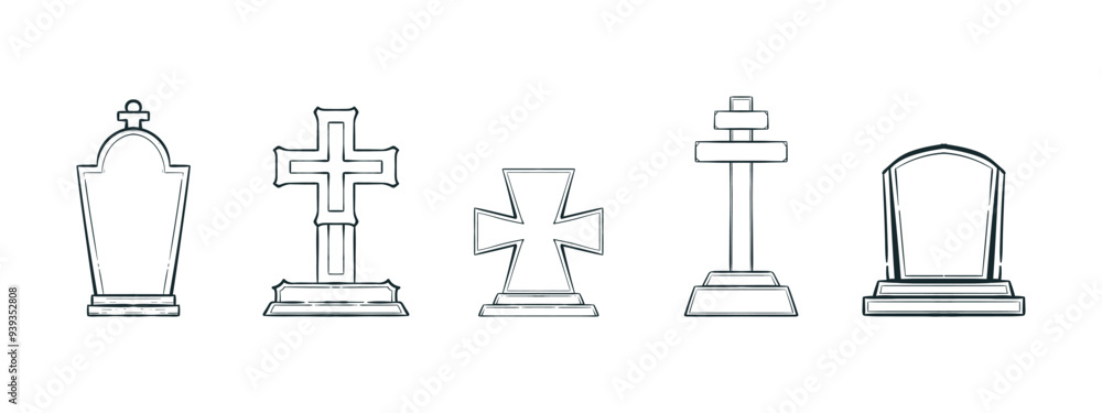 Doodle black and white line art vector illustration of Tombstone. Tombstone in Halloween event. Tombstone illustration. Halloween theme illustration Doodle black and white line art vector illustration of Tombstone. Tombstone in Halloween event. Tombstone illustration. Halloween theme illustration