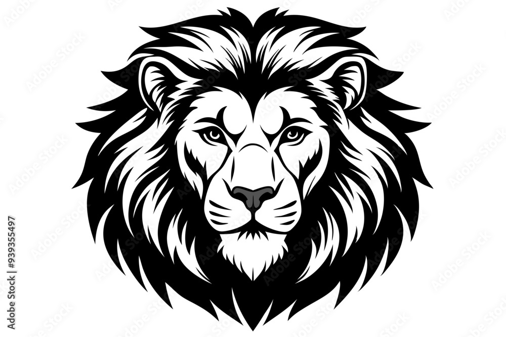 Lion Face Silhouette Vector Illustration, Lion Head Logo icon