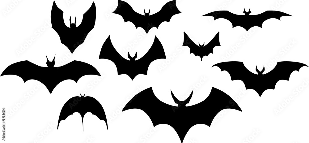 Fototapeta premium HALLOWEEN BATS BLACK CLIPART SILHOUETTE