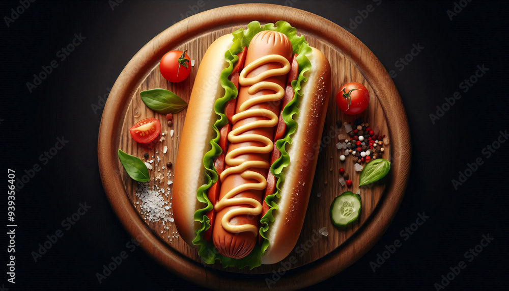 Hotdog fast food garnished decorated design, perfect illustration for marketing advertisement posters Hotdog fast food garnished decorated design, perfect illustration for marketing advertisement posters