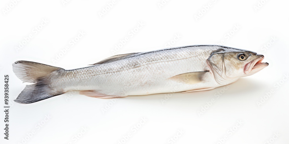 Fresh Sea Bass Fish Isolated on White Background Fresh Sea Bass Fish Isolated on White Background