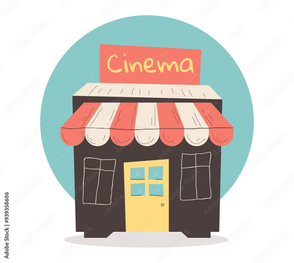 cinema retro style line art flat concept. Vector graphic design illustration element cinema retro style line art flat concept. Vector graphic design illustration element