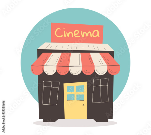 cinema retro style line art flat concept. Vector graphic design illustration element