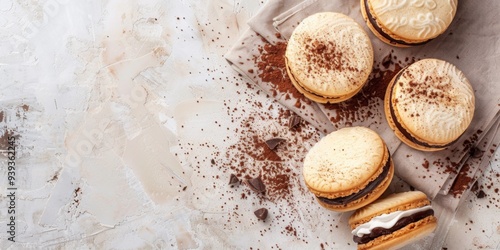 Sweet Array: Assortment of French Macarons on Marble - Confectionery Elegance