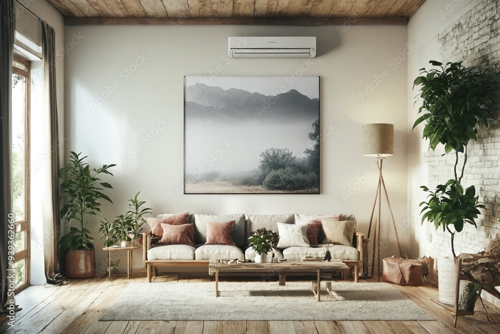 Cozy Living Room with Nature-Themed Decor Cozy Living Room with Nature-Themed Decor