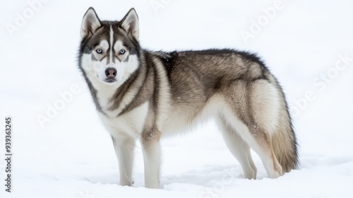 Siberian Husky in Winter Landscape