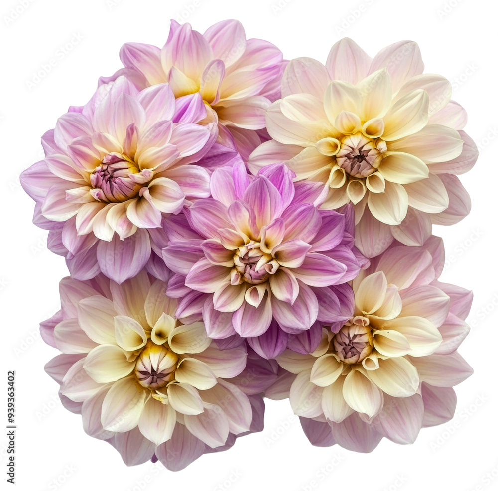 PNG Beautiful pink and white dahlias in full bloom PNG Beautiful pink and white dahlias in full bloom