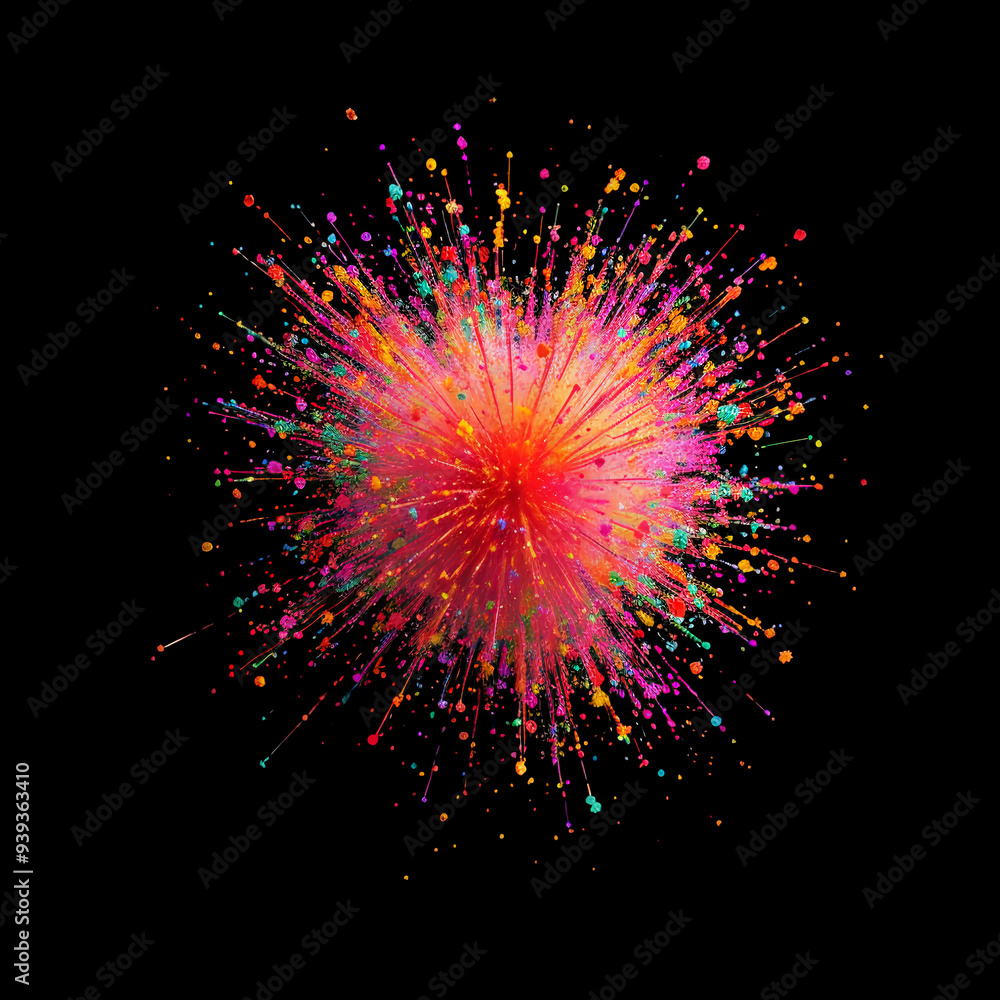 Abstract Explosion of Vibrant Colors on Black Background