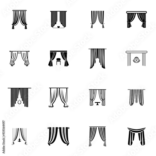Set of Curtain Logo Design Vector