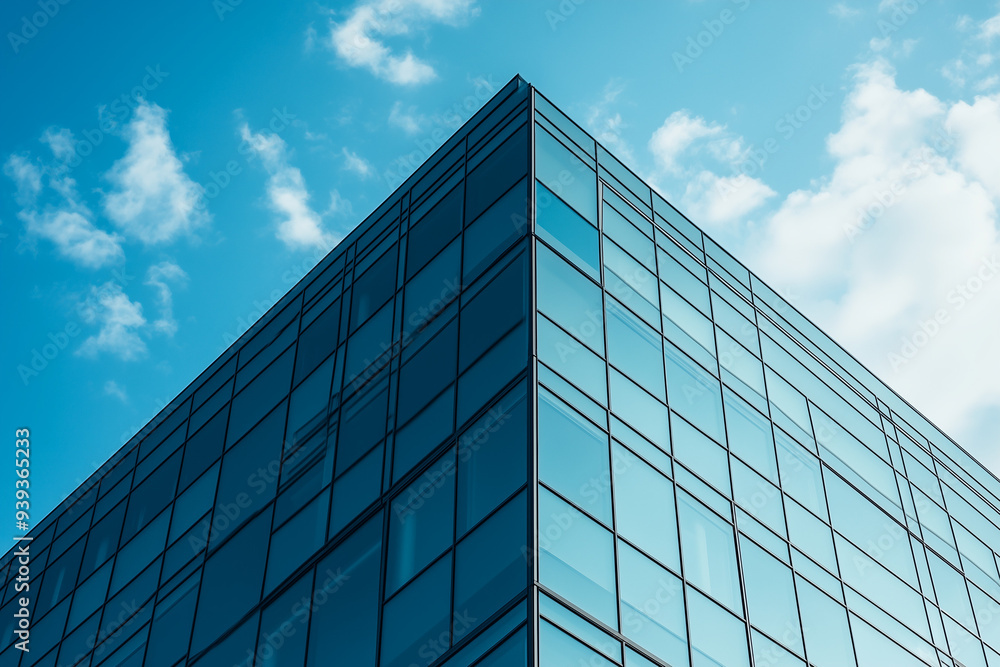 Bottom perspective view of tall building under the cloud.
Bottom perspective view of tall building under the cloud.