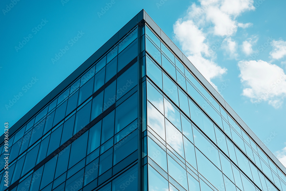 Bottom perspective view of tall building under the cloud. Bottom perspective view of tall building under the cloud.