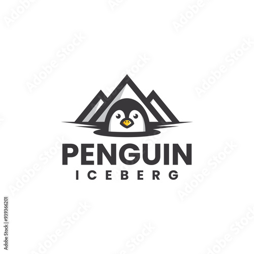 penguin iceberg logo vector