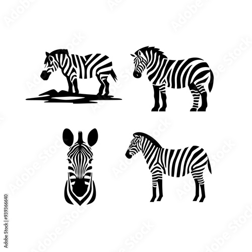 Set of Zebra Logo Design Vector