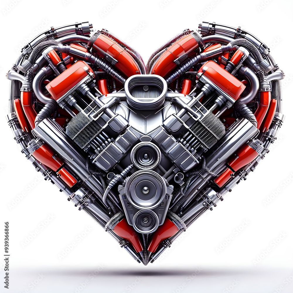 Fototapeta premium Heart love vintage car engine