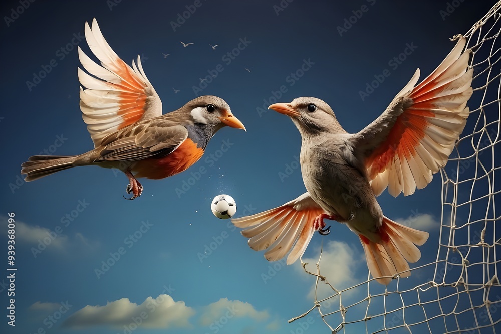Fototapeta premium bird in flight near a net
