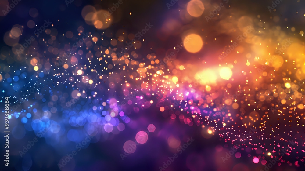 Obraz premium Glowing light particles on an abstract background, radiating a sense of mystique and tranquility.