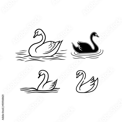 Set of Swan Logo Design Vector