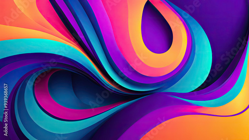 Vibrant animated abstract shapes with fluid transitions featuring bold colors and smooth gradients at a digital art display. Generative AI