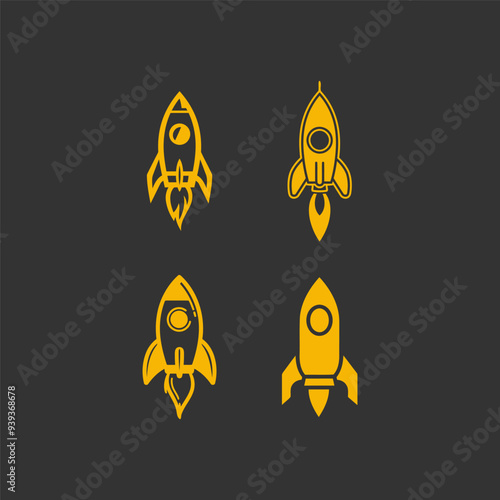 Set of Rocket Logo Design Vector