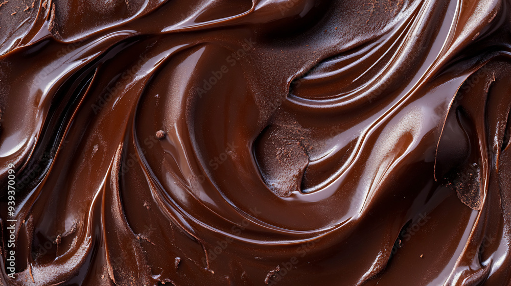 A close-up of swirling melted chocolate with rich textures and creamy layers background A close-up of swirling melted chocolate with rich textures and creamy layers background