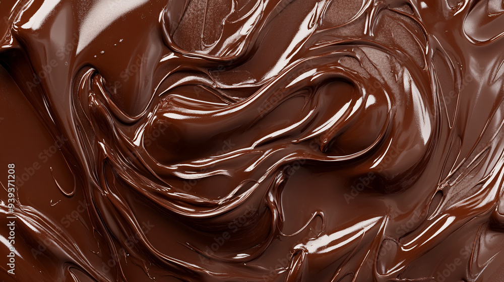 A close-up of swirling melted chocolate with rich textures and creamy layers background A close-up of swirling melted chocolate with rich textures and creamy layers background
