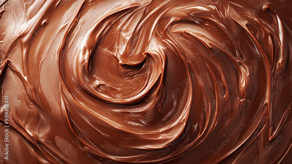 A close-up of swirling melted chocolate with rich textures and creamy layers background A close-up of swirling melted chocolate with rich textures and creamy layers background