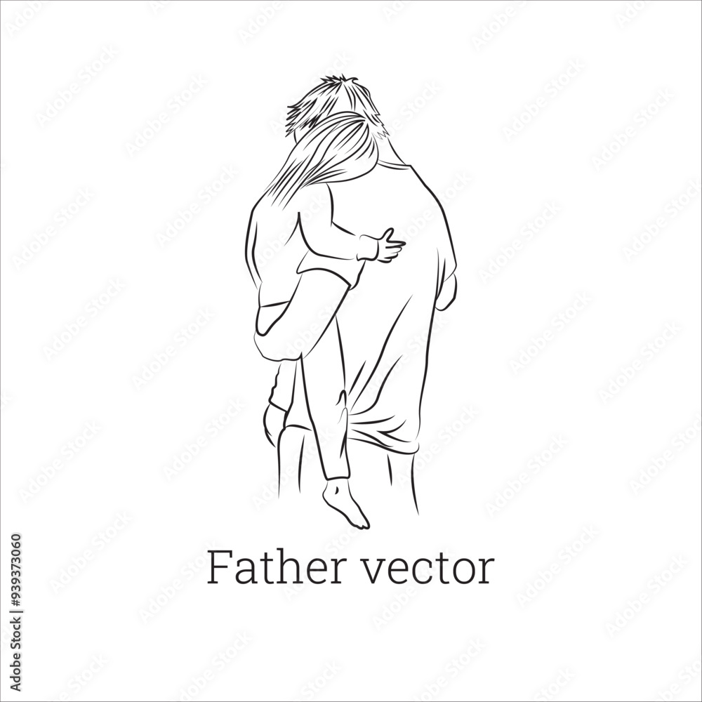 Obraz premium Father vector Father silhouette vector Father silhouette vector illustration
