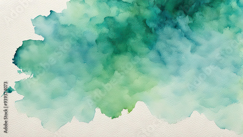 Soft blending of gentle watercolor washes in serene shades of green and blue, creating calming textures and visual depth. Generative AI photo