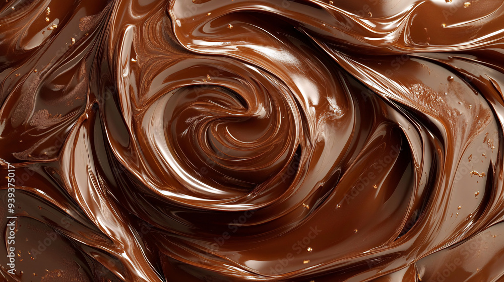 A close-up of swirling melted chocolate with rich textures and creamy layers background A close-up of swirling melted chocolate with rich textures and creamy layers background
