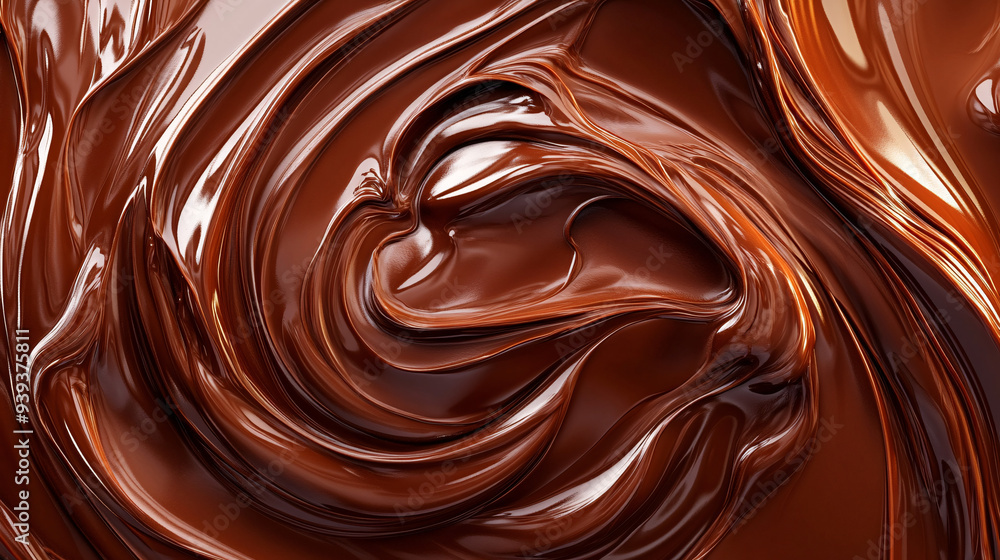 A close-up of swirling melted chocolate with rich textures and creamy layers background A close-up of swirling melted chocolate with rich textures and creamy layers background