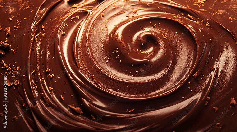 A close-up of swirling melted chocolate with rich textures and creamy layers background A close-up of swirling melted chocolate with rich textures and creamy layers background