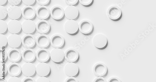 Fototapeta Naklejka Na Ścianę i Meble -  White circle or cylinder with some open background wallpaper banner pattern fading out with copy space