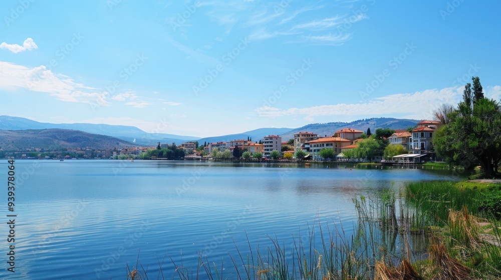 Serene Lake and Mountains in Greece Serene Lake and Mountains in Greece