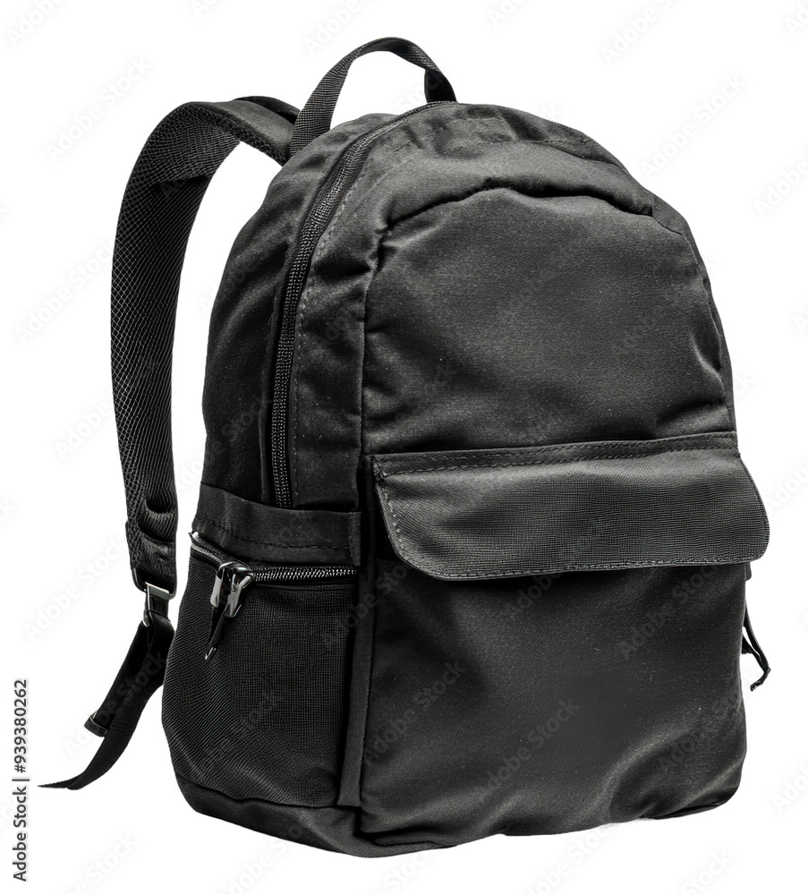 PNG Black backpack placed on a white background PNG Black backpack placed on a white background