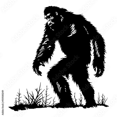 Bigfoot silhouette vector illustration