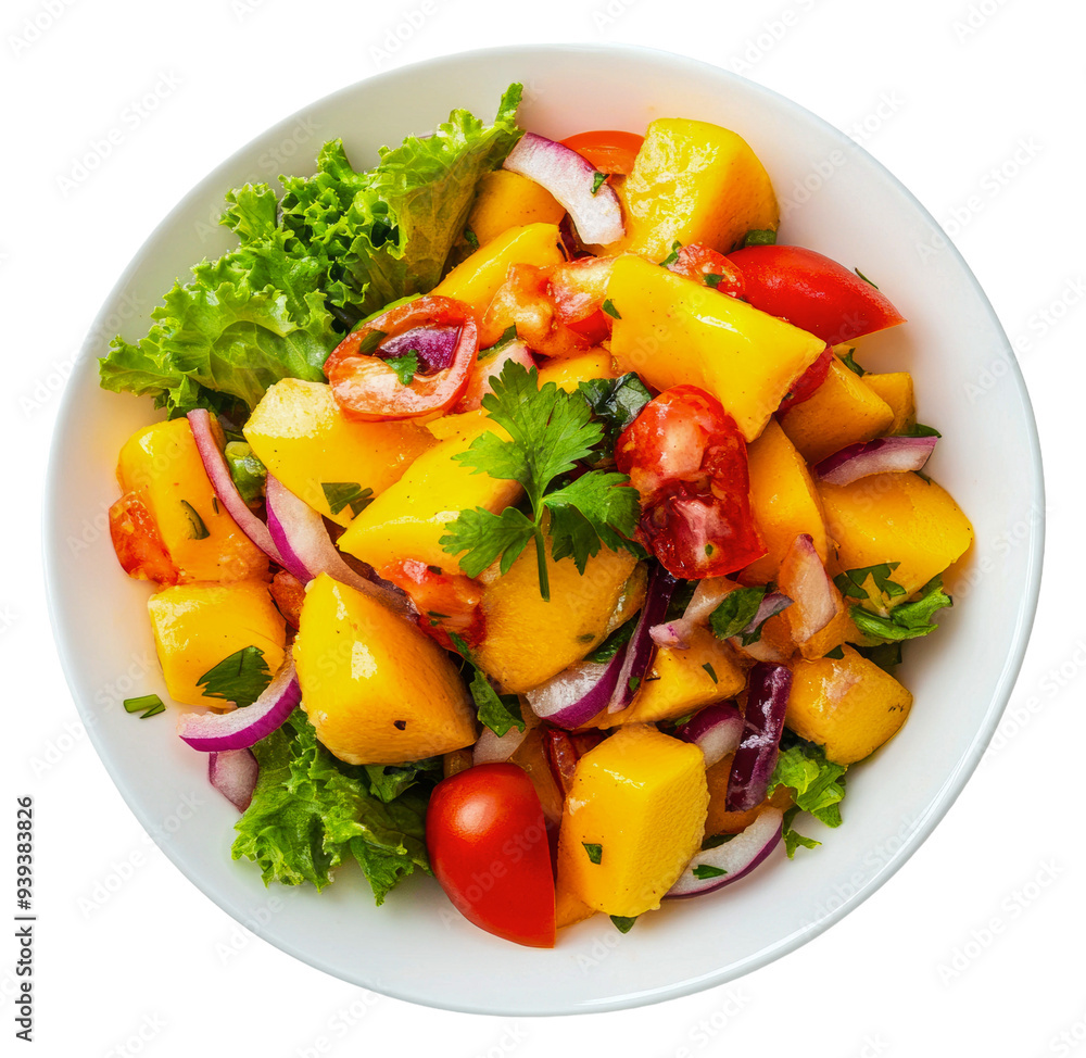 PNG Fresh mango salad with tomatoes and red onion PNG Fresh mango salad with tomatoes and red onion