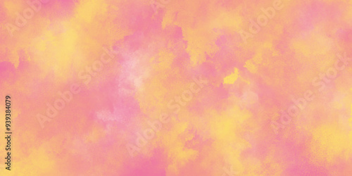 Colorful and bright orange watercolor background texture with grunge watercolor splashes, Abstract bright and shinny soft color texture, Multicolored splashed watercolor background with stains.