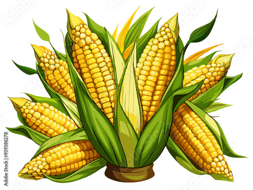 corn vector, illustration of corn isolated on white background